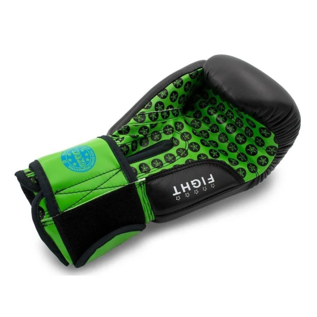 TOP TEN Fight Boxing Gloves Black/Green 10oz - Image 2