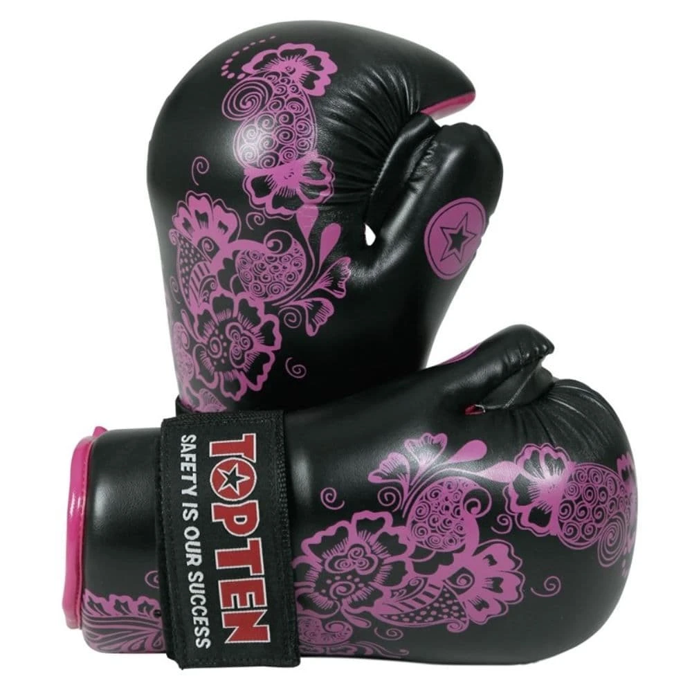 TOP TEN Flowers Pointfighter Gloves Black/Pink