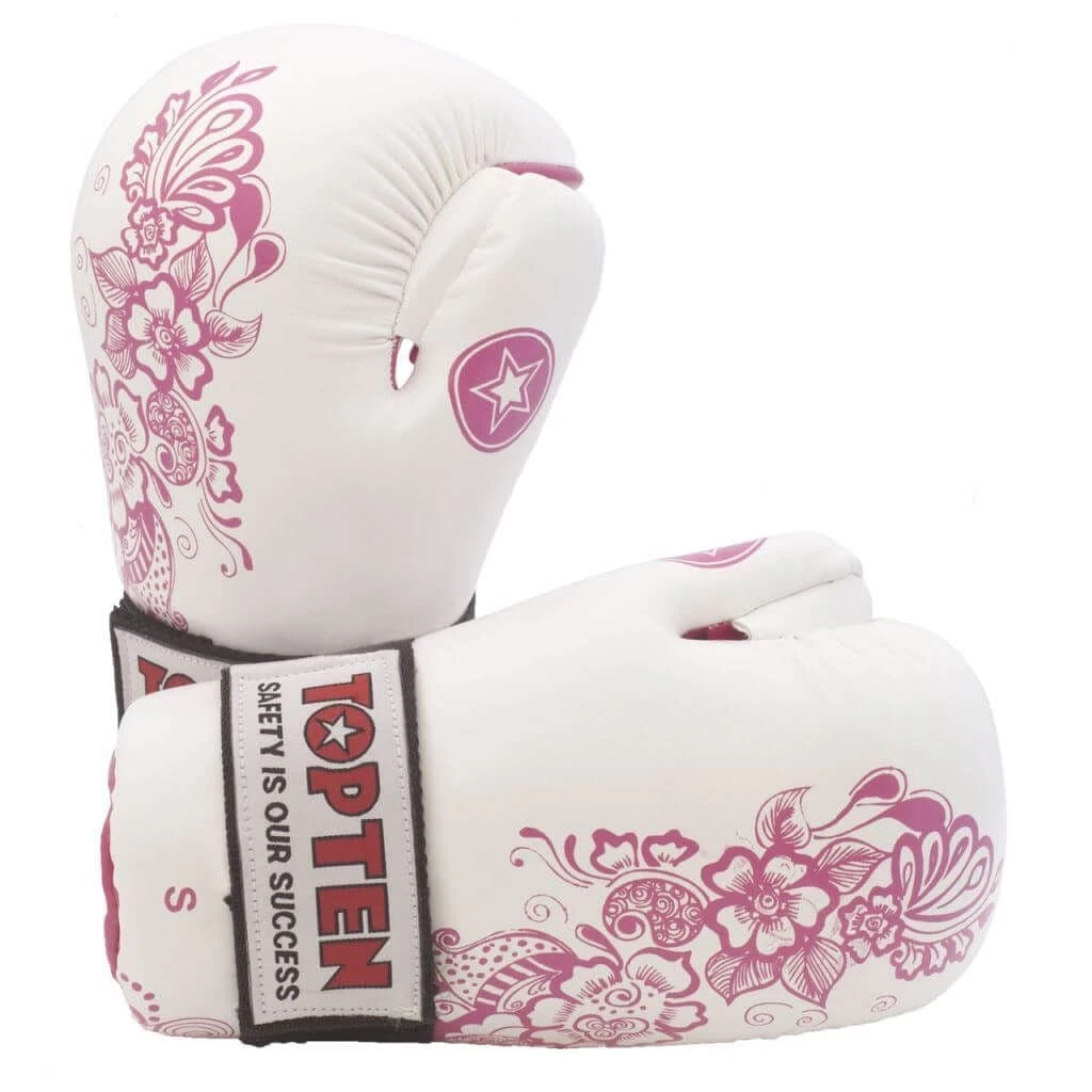 TOP TEN Flowers Pointfighter Gloves White/Pink